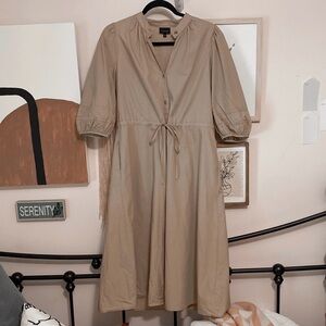 ☽ tan, khaki dress